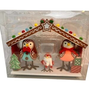 Target Wondershop 4pc Featherly Friends Gingerbread Fabric Birds Set‎ 2023 NEW